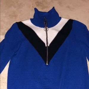 Zara Zipped High Neck Color Block Sweater